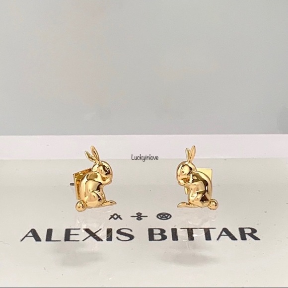 Alexis Bittar New Gold Hare Bunny Sculpted Woodland Animals Small Stud Earrings - Picture 12 of 16